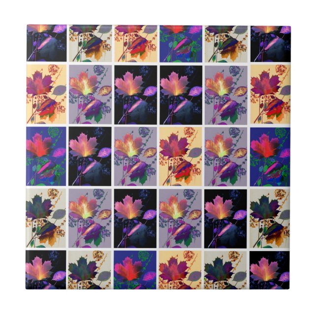 Herbstlaub Rustikale Patchwork-Quilt-Collage Fliese (Vorderseite)