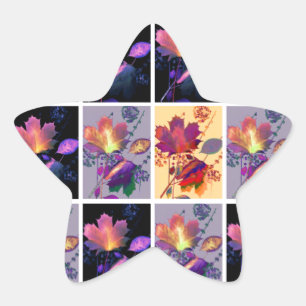 Herbstlaub Rustikale Patchwork-Quilt-Collage Stern-Aufkleber