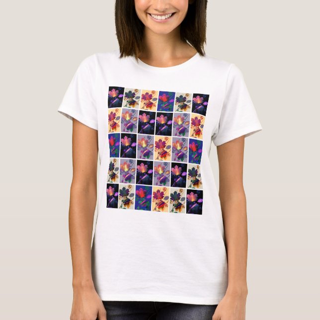 Herbstlaub Rustikale Patchwork-Quilt-Collage T-Shirt (Vorderseite)