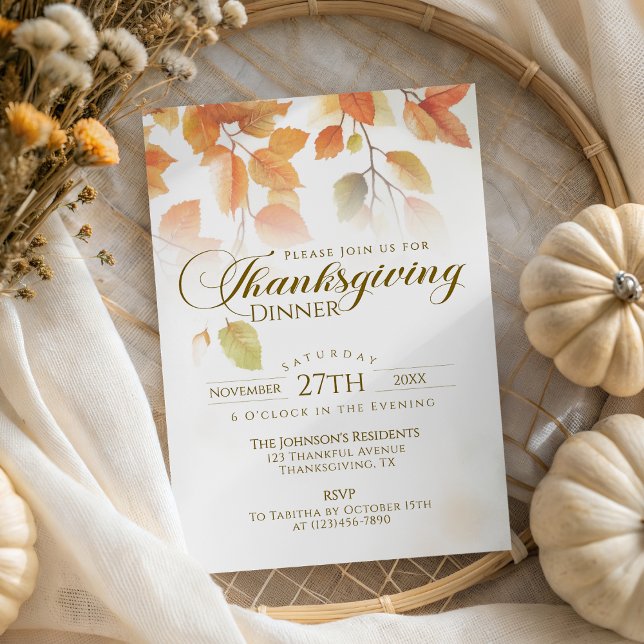 Herbstlaub Skript Rustikales Erntedank Dinner Einladung (Von Creator hochgeladen)