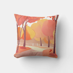 Herbstlaub Spaziergang Abstrakte Aquarellmalerei Kissen