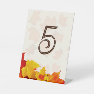Herbstlaub-Tischnummern-Schild Sockelschild