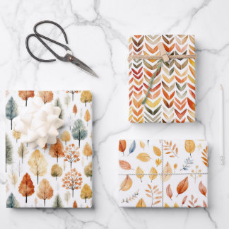 Herbstlaub und Bäume Wald Forst Geschenkpapier Set
