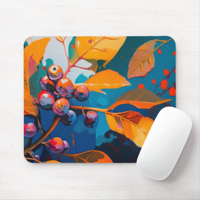 Herbstlaub und Beeren. Abstrakte Herbstblüte Mousepad (Mit Mouse)