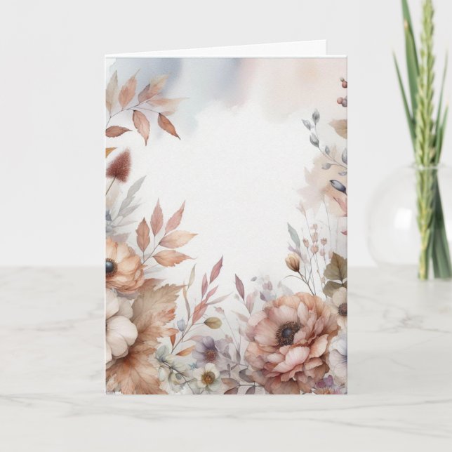 Herbstlaub und Blumen neutrale erdige Farben  Karte (Vorderseite)