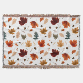 Herbstlaub und Eicheln Gewebte Wurfdecke Decke