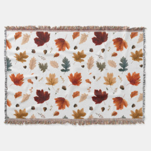 Herbstlaub und Eicheln Gewebte Wurfdecke Decke