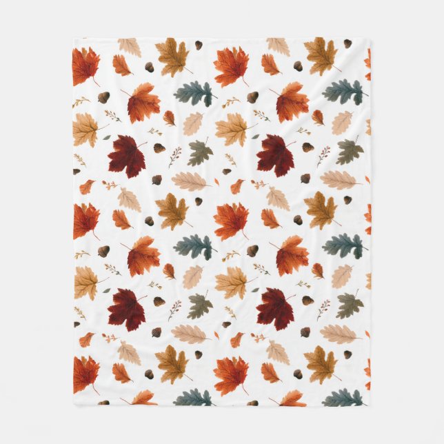 Herbstlaub und Eicheln Herbstlaub  Fleecedecke (Vorderseite)