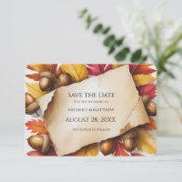 Herbstlaub und Eicheln Rustikale Hochzeit