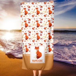 Herbstlaub und Fox Pattern Individuelle Name Strandtuch