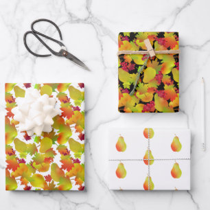 Herbstlaub und Fruchtumhüllungspapier Geschenkpapier Set