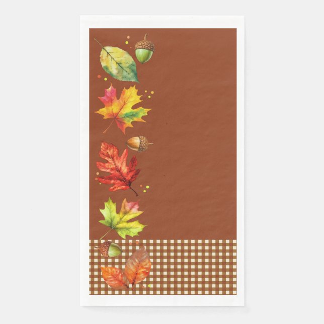 Herbstlaub und Gingham Serviette (Vorderseite)