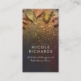Herbstlaub und Gold Glitzer Shine Vintag Elegante Visitenkarte