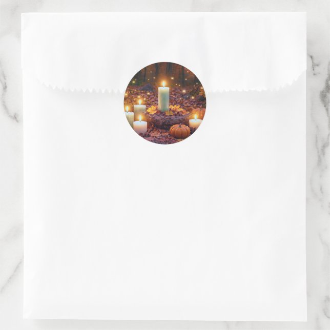 Herbstlaub und Kerzen Runder Aufkleber (Tasche)