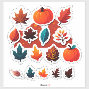 Herbstlaub und Kürbisdesign für Herbstbasteleien Aufkleber