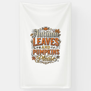 Herbstlaub und Kürbisse Bitte Vintage Banner