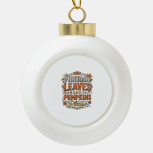 Herbstlaub und Kürbisse Bitte Vintage Keramik Kugel-Ornament