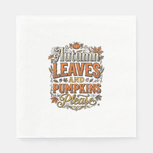 Herbstlaub und Kürbisse Bitte Vintage Serviette