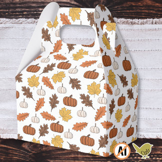 Herbstlaub und Kürbisse Geschenkschachtel