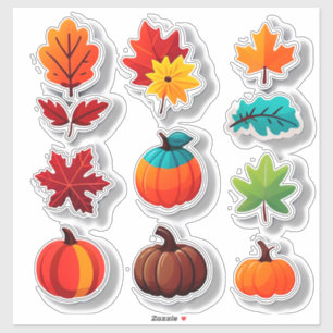 Herbstlaub und Kürbisse Herbstdekoration für Baste Aufkleber