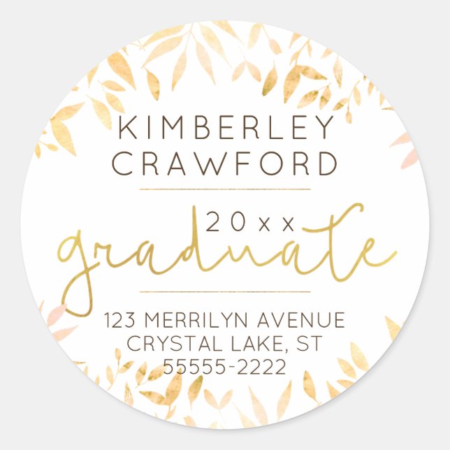 Herbstlaub und Rücksendeadresse für das Script Runder Aufkleber (Vorderseite)