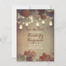 Herbstlaub und rustikale Mason Jars Save the Date