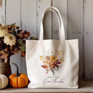 Herbstlaub und Zitat Tragetasche