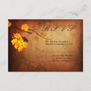 Herbstlaub Vintag in Not geratene Hochzeit rsvp An Karte
