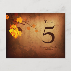 Herbstlaub Vintage-Distressed-Hochzeitstisch-Numme Postkarte