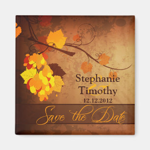Herbstlaub vintage Save the Date im Retrolook Magnet