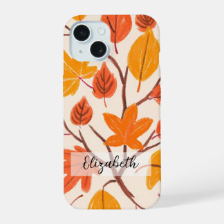 Herbstlaub von Hand gezeichnet iPhone 15 Hülle
