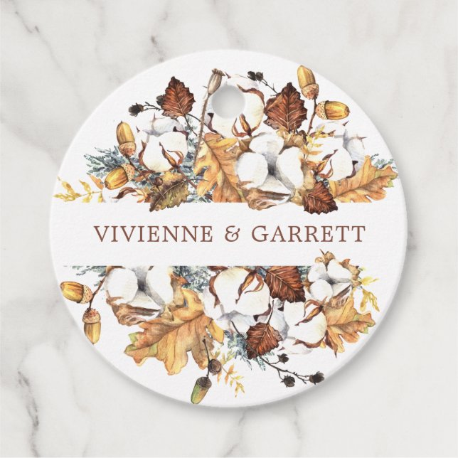 Herbstlaub von White Floral Herbst Hochzeit Danke Geschenkanhänger (Vorderseite)