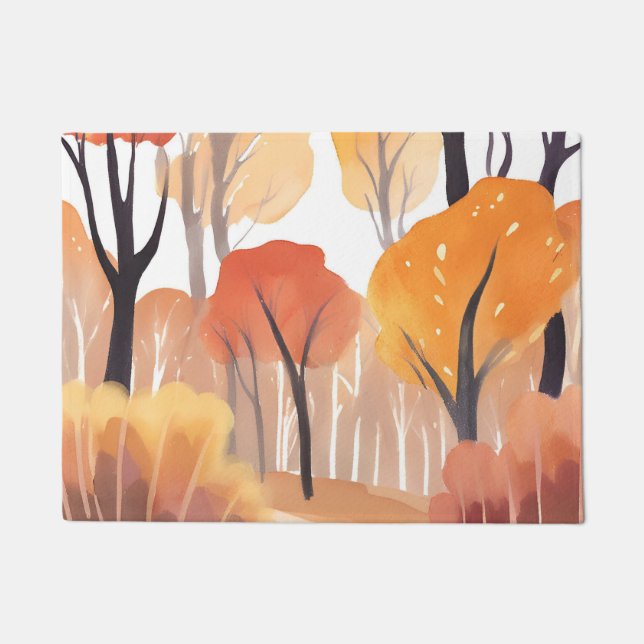 Herbstlaub Wald Wasserfarbe Blätter Fußmatte (Vorderseite)