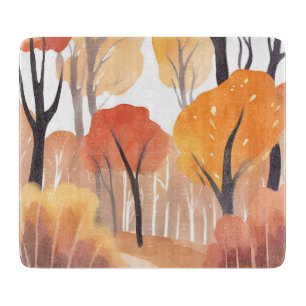 Herbstlaub Wald Wasserfarbe Blätter Schneidebrett