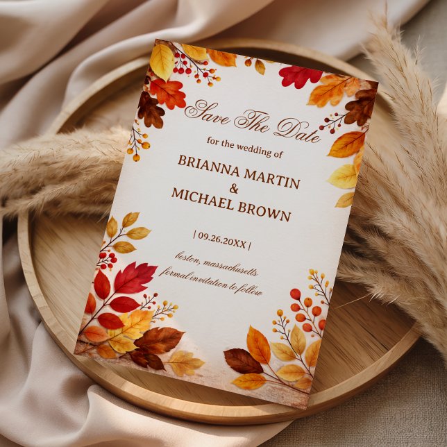 Herbstlaub Warm Botanisch Save The Date (Von Creator hochgeladen)
