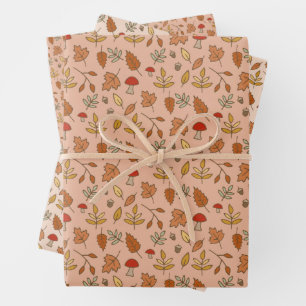 Herbstlaub Warm Hintergrund Geschenkpapier Set