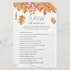 Herbstlaub - Was hat der Bräutigam zu Brautspiel g