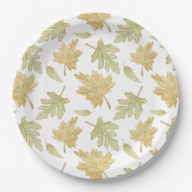 Herbstlaub Wasserfarbe Thanksgiving-Muster  Pappteller (Vorderseite)