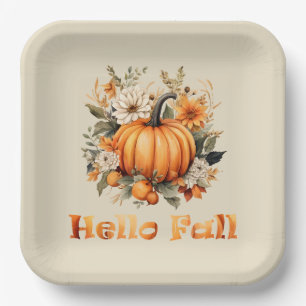 Herbstlaub Wasserfarbe Wildblumen Herbst  Pappteller