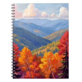 Herbstlaub | Wasserfarben-Gebirgslandschaft Notizblock