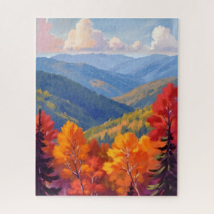 Herbstlaub   Wasserfarben-Gebirgslandschaft Puzzle
