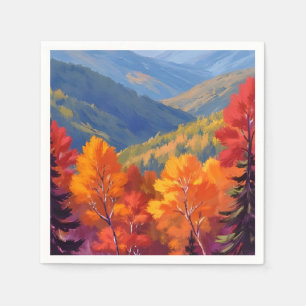 Herbstlaub   Wasserfarben-Gebirgslandschaft Serviette