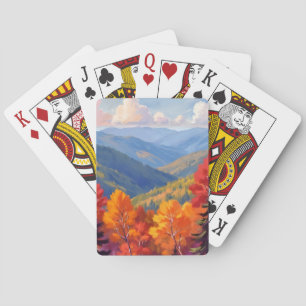 Herbstlaub Wasserfarben-Gebirgslandschaft Spielkarten