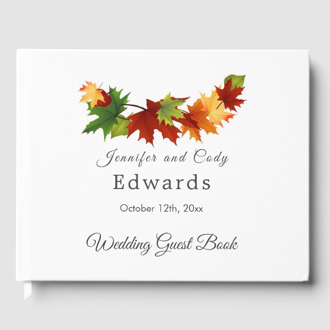 Herbstlaub Wedding Gästebuch mit FOTO (Vorderseite)
