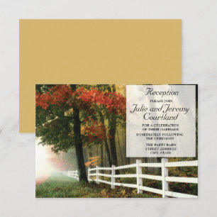 Herbstlaub Weiße Lattenzaun Hochzeitsempfang Einladung