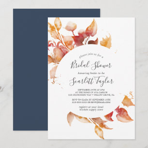 Herbstlaub   Weißes Brautparty & Burgund Einladung