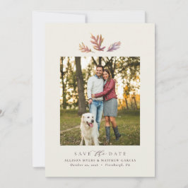 Herbstlaube einfache ein Foto elegante Herbstpflau Save The Date