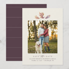 Herbstlaube einfache ein Foto elegante Herbstpflau Save The Date
