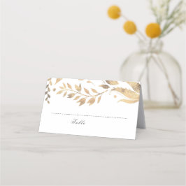 Herbstlaube Hochzeit in Weiß und Gold Platzkarte