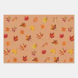 Herbstlaube im Herbst Muster mit 3 farbigem Hinter Geschenkpapier Set